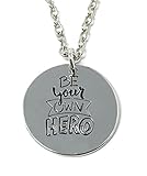 Silberton Cadoline Silberton \'Sein Ihre Besitzen Held\' Graviert Anhänger Halskette 2.2cm Mit 18 Zoll Kette Comic Heldin
