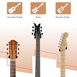 DOMMI Uchwyt ścienny na gitarę, 4 sztuki, uchwyt na gitarę z regulowanym miękkim haczykiem do gitar wszystkich rozmiarów, wieszak na gitarę w kształcie litery U, uchwyt ścienny do gitary akustycznej,