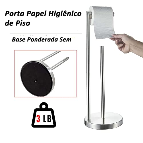 Porta Papel Higiênico de Piso XMkindfy Aço Inox Suporte Para Papel Higienico de Chao com Reserva, Po
