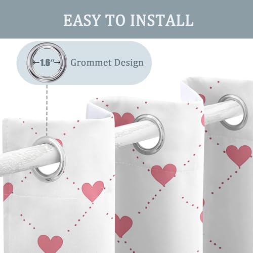Pink Heart Blackout Curtains, 54 Drop, Kawaii Love Heart Printed Curtains for Living Room, Bedroom, Eyelet Drapes for Window Home Decor, 46x54 Inch 2 Panels H2A1-73 - Image 7