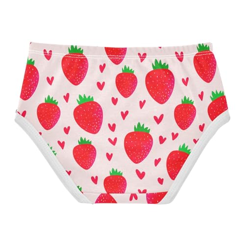 Joisal Red Strawberries Hearts Pink Girl Panties Cute Girls Underwear Toddler Cotton Artistic Briefs Undies Kids 2t2