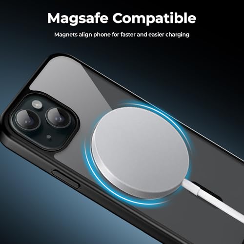 Image of A rtistque Clear Back Cover Case for iPhone 15 | Mag-Safe| Acrylic | Shockproof TPU Protective Design | iPhone 15 Back Cover Transparent - Black Bumper