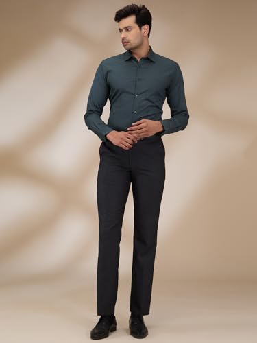 Image of Park Avenue Men's Print Pattern Slim Fit Cotton Blend Full Sleeve Semi Cut Away Collar Formal Shirt