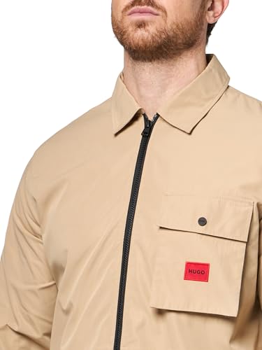 Image of Hugo Men's Cotton Mix Canvas Zip Up Overshirt