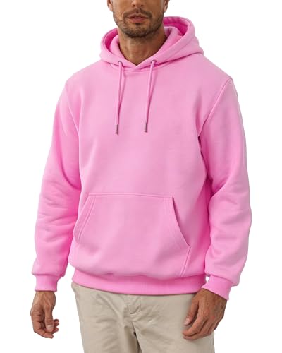TUVEKE Pink Men's Hoodie Sweatshirt Pullover Fleece Hooded Athletic Sweat shirt For Men Hoodies Long Sleeve Kangaroo Pockets 3XL