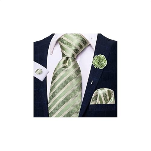 Set de corbata masculina de seda con pañuelo y gemelos miniatura 2