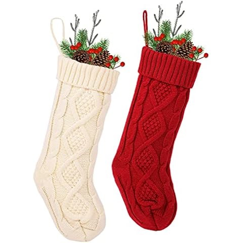 LOAVER Large Knitted Christmas Stockings Cover