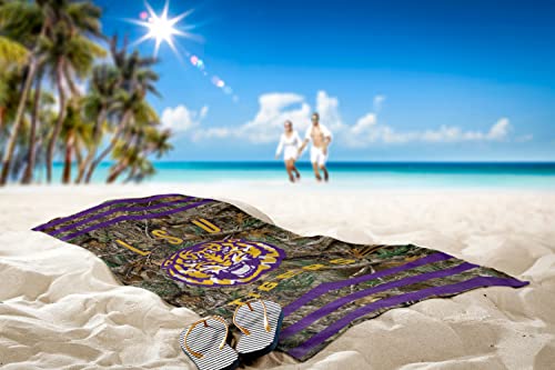 Image of Northwest NCAA LSU Tigers Unisex-Adult Beach Towel, 30 inch x 60 inch, Realtree Stripes (Pack of 6)