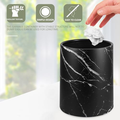 Caneca de basura negra tipo mármol sin tapa 10.62x9.05x9.05 in miniatura 4