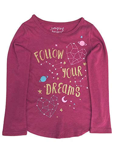 Jumping Beans Girls Long Pink Sparkle Follow Your Dreams T-Shirt Tee Shirt