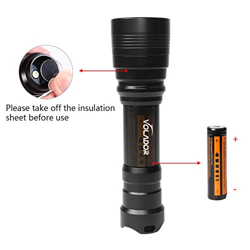 VOLADOR Diving Flashlight, 1000 Lumen Waterproof Diving Torch Rechargeable Scuba Dive Lights 150M Underwater LED Flashlight White Submersible Lights with 1x 18650 Battery and Charger