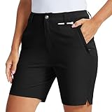 MoFiz Pantalones de Golf para Mujer Hiking Shorts Ligeros Elasticos Bermudas Trekking Pants de Trabajo Impermeable con Bolsillos Negro M