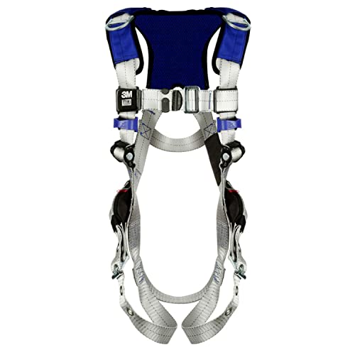 Image of 3M DBI-Sala ExoFit X100 Comfort Vest Retrieval Safety Harness Fall Protection, ANSI, OSHA, Shoulder and Back D-Rings, Padding on Back and Hips, Pass-through Chest Buckle, Tongue Leg Buckles, 1401157,M