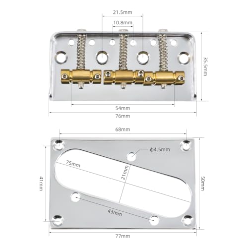 Domofa Short Tele Bridge 3 anel de captador de ponte de latão para estilo Telecaster ou peça de subs