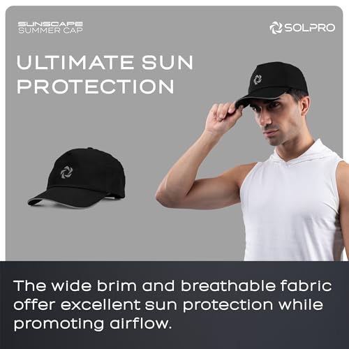 Image of Solpro Sunscape Unisex Polyester Cap | Lightweight & Breathable | Portable Sun Protection for Sports, Travel & Everyday Wear | Adjustable Velcro Strap