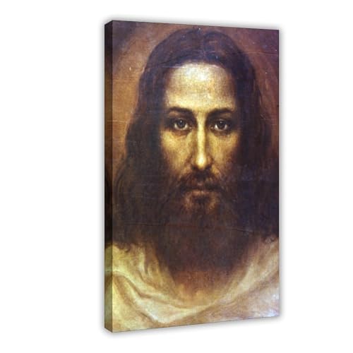 Toile Jésus-Christ Suaire de Turin : tableau d'art mural avec cadre suspendu