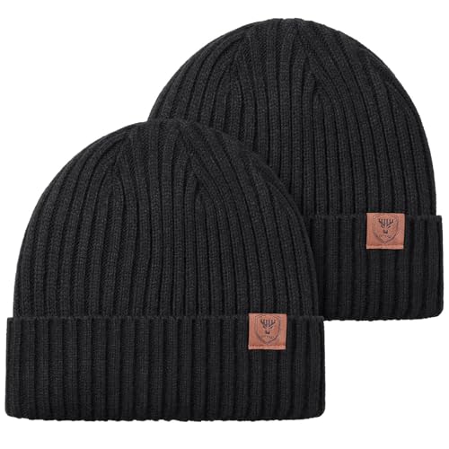 OZERO Knit Beanie Winter Hat, Thermal Thick Polar Fleece Snow Skull Cap for Men and Women