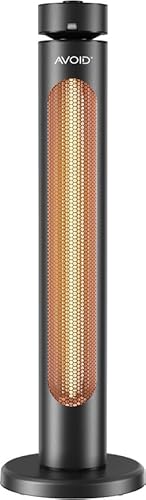 AVOID Calentador de patio eléctrico T08-GR20YD – Calentador infrarrojo 2000W con mando a distancia, temporizador y oscilación – Para Interior & Exterior (IPX4) – Independiente – Negro