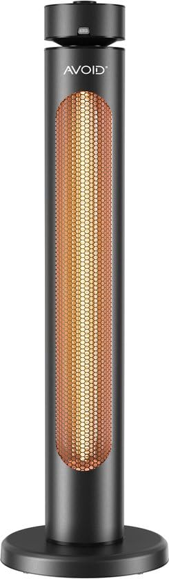 AVOID Calentador de patio eléctrico T08-GR20YD – Calentador infrarrojo 2000W con mando a distancia, temporizador y oscilación – Para Interior & Exterior (IPX4) – Independiente – Negro