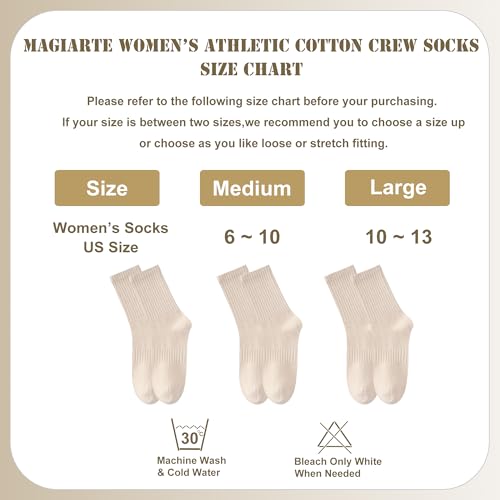 Image of MAGIARTE Womens Athletic Cotton Crew Socks Moisture Wicking Breathable Sports Casual Socks for Women 3 /5-PACK