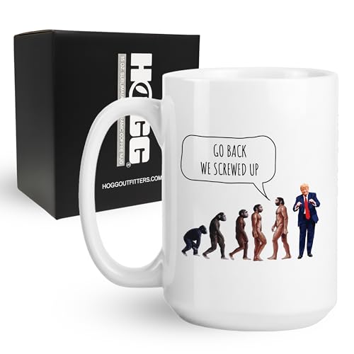 Trump Coffee Mug, Go Back We Screwed Up, Trump Coffee Cup, Meme Cup, 15oz Ceramic Gag Gift, Political Coworker Birthday Gift, Funny Novelty Office Desk Drinkware, BPA Free Dishwasher Safe