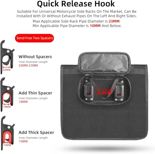 HUNTVP Motorcycle Tail Bag Side Pannier Bag Motorcycles Luggage Bag Multifunctional Portable Shoulder Bag Waterproof Motorcycle Tail Saddlebag Quick Release - Thumbnail 5