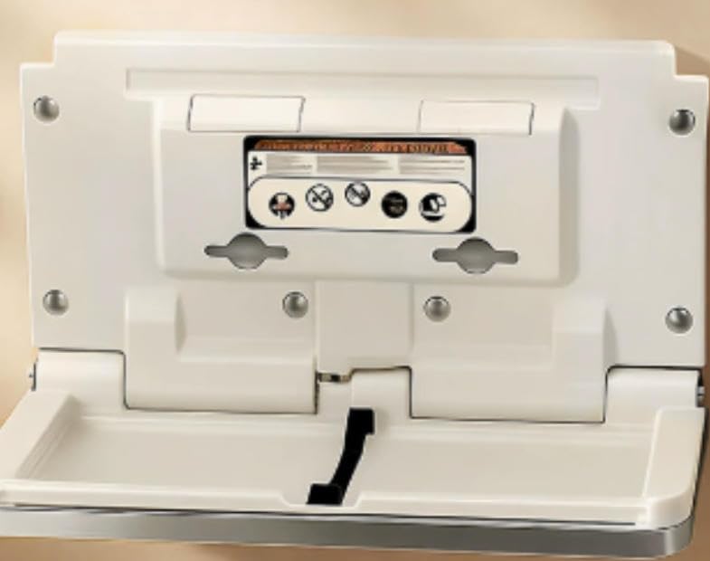 Stainless Steel Surface Mounted Baby Changing Station, 100kg Heavy Duty Foldable Care Table with Liner Dispenser & Adjustable Safety Belt, Meets ASTM ADA ANSI EN Safety Standards for Commercial Use