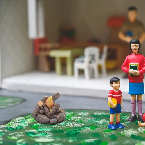 Kisangel Miniature Campfire Model, Mini Resin Fake Camping Campfire Decoration for Dollhouse Fairy Garden Fire Landscape Prop, 1.57X1.57X1.18In