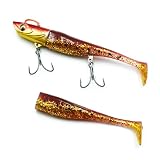BAKSTORM バクスト フィネスヘッド Type Swim A レッドピンクゴールドイワシ 30g ソフトルアー2本付 ヒラメ スズキ マゴチ サーフ ワーム ジグヘッド