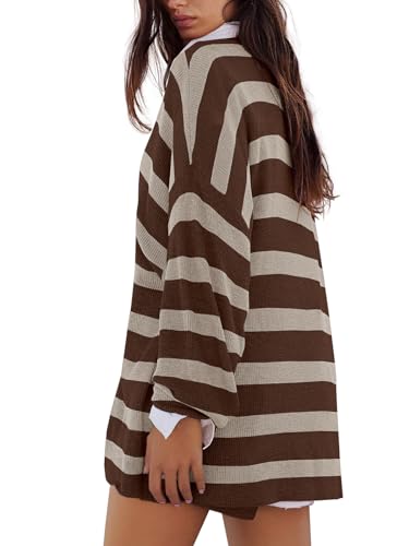 Image of Panadila Womens Striped Sweater Set Oversized Lounge Sets Matching Pajamas Long Sleeve Sweater Top and Shorts