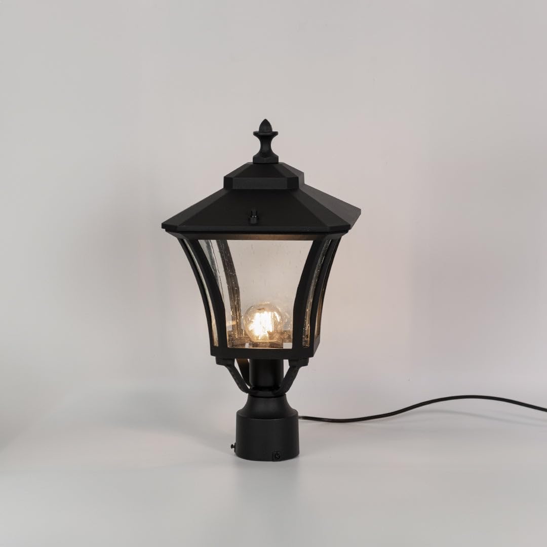 Whispering Homes | Chamber Black Outdoor Gate Light | Classic Lantern Style Lamp with Matte Black Finish & Clear Glass | Outdoor Lighting for Patio Gate, Garden Entrance & Pathway-image-8