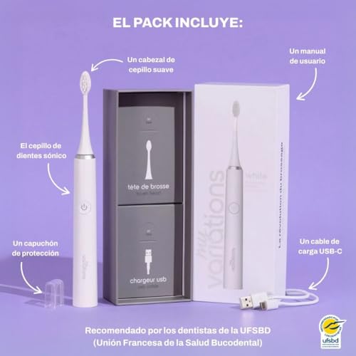 Cepillo de dientes eléctrico sónico My Variations blanco con cinco modos y carga USB-C 4