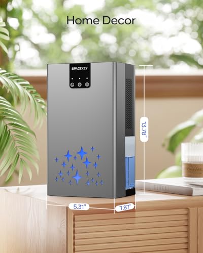 Image of Dehumidifier, 95 OZ Water Tank Dehumidifiers for Home, 1000 sq. ft. Dehumidifier for Basement Bathroom Bedroom with Auto Shut Off, 7 Colors LED Light, Quiet Dehumidifiers with Sleep Mode, Grey
