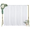ShinyBeauty White Sequin Backdrop 4x10ft 4 Panels Wedding Arch Drapes, Photography Background, Glitter Party Decor for Events & TikTok Videos