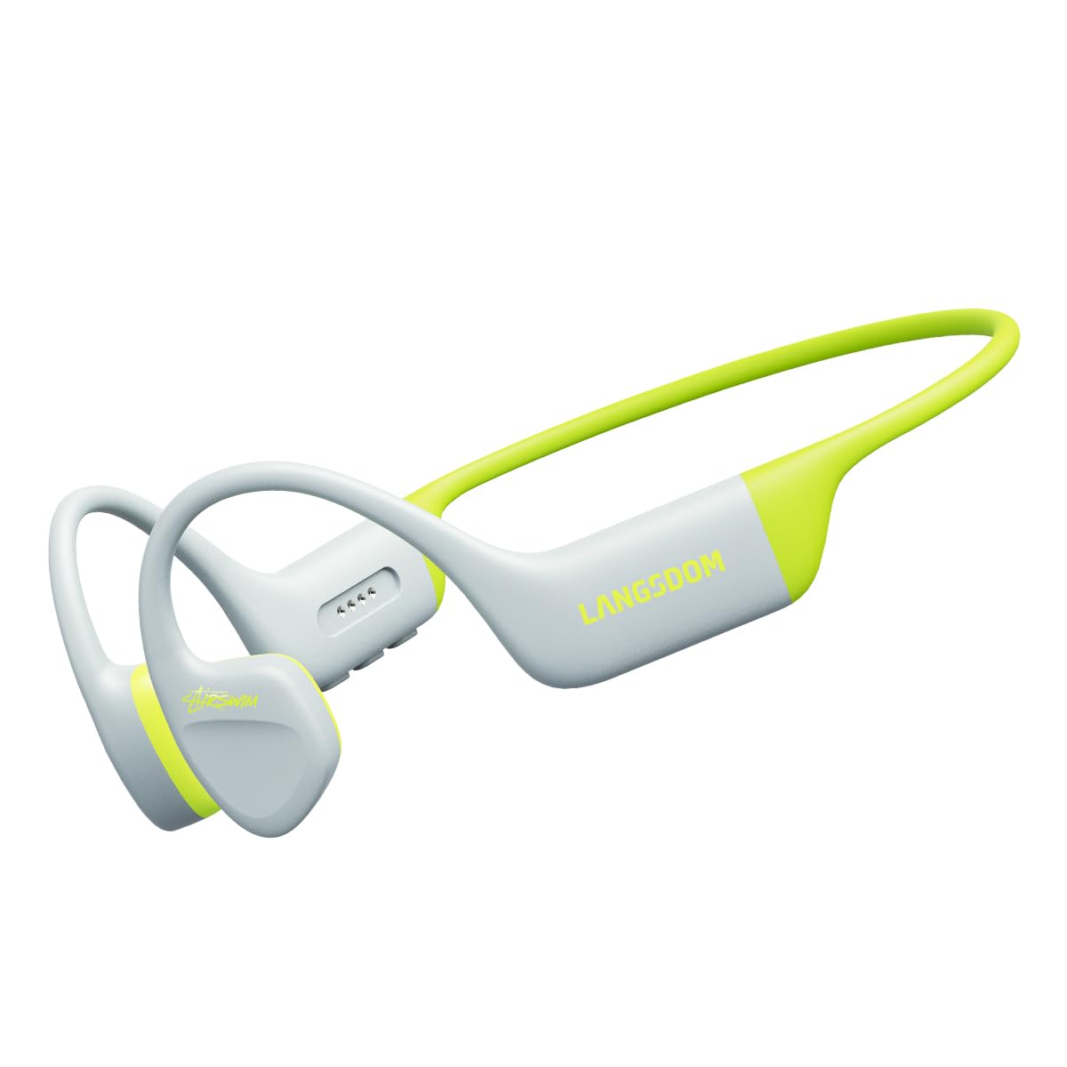 Langsdom AirSwim - Auriculares de conducción ósea, IPX8, impermeables, silicona agradable a la piel, memoria de 32 GB, batería de 8H, modo Bluetooth y MP3, ajuste cómodo para correr y nadar (verde