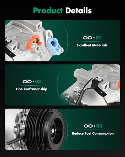 Image of SCITOO AC Compressor fit for Kia for Rondo 2.4L 2007－2012 | Fast Cooling, Ultra Low Noise (≤72 dB)Air Conditioner Compressor with Clutch, Easy Installation, 977011D200 977011D200AS