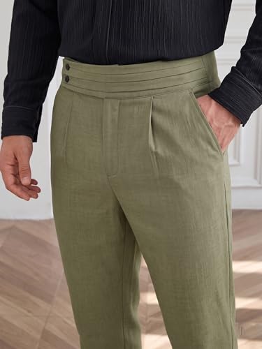 Image of TOPLOT Men's Cotton Casual Trouser | Elegant Pleated Front with Dual-Button Waistband | Comfortable Stretch Elasticity for Easy Movement | Tapered Ankle Finish | Casual & Office Wear (5277)