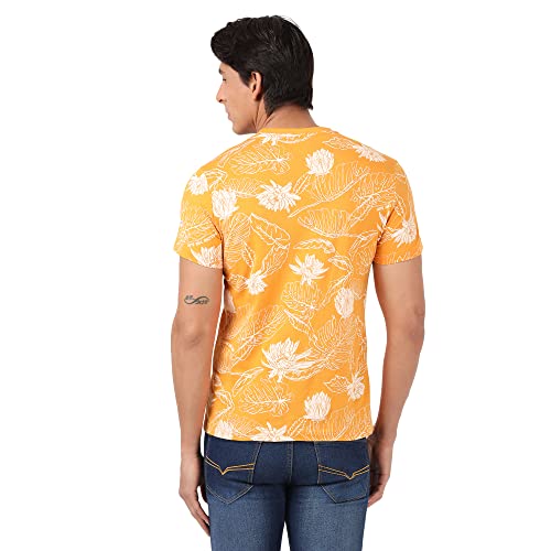 Image of Wrangler Men Olive Printed Regular Fit T-Shirt