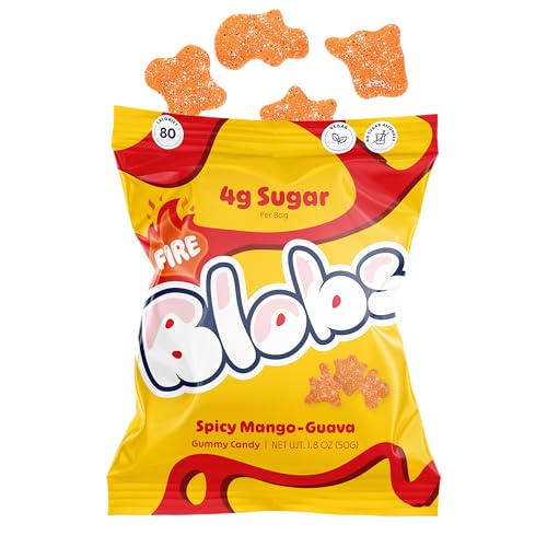 Blobs Spicy Candy, Low Sugar &amp; High-Fiber Gummies, Mango-Guava