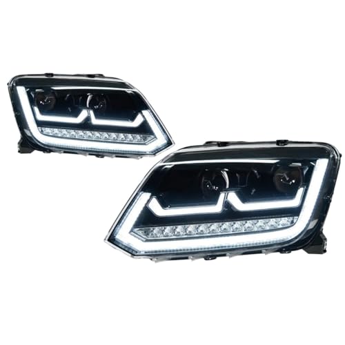 VOALVT Faros Delanteros Conjunto Para VW Para Amarok (2010-2022) Faros Delanteros LED Con Luces Diurnas Intermitentes Luz Carretera Lente Proyector LED