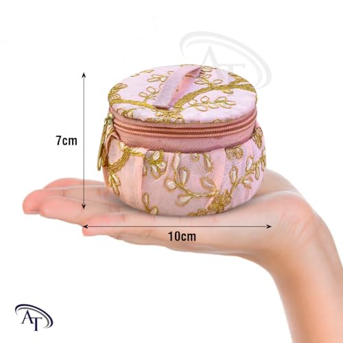 Image of Rishabh Overseas Multipurpose Box Pack of 6 | Matki Shape Embroidery Jewellery Organiser & Earring, Bracelets, Chudi Storage Box | Stylish Wedding Women Return Gift | Bridal Storage Box (Multicolor)