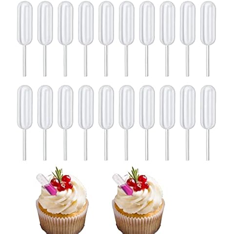 50 Pcs Mini Pipette Plastic Pipette 4ML Squeeze Liquid Dropper Transparent Measuring Dropping Pipettes for Chocolate Cupcakes Strawberries Ice Cream Mini Cakes Cover