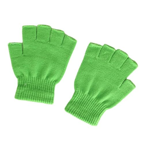 Amz Camel Green Fingerless Gloves, 1Pcs Green Gloves, Warm Knit Half Finger Winter Gloves for Men Women, Winter Fall Soft Cable Fingers Free Fingerless Knit Gloves Stretchy
