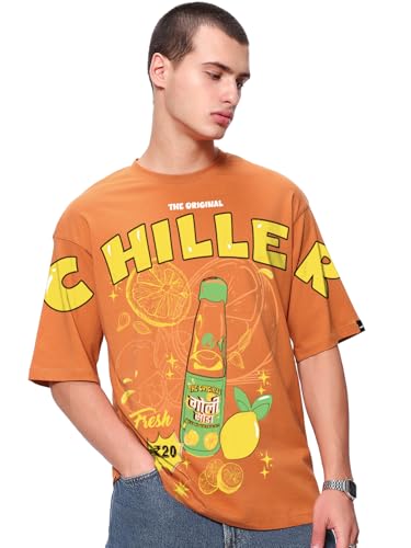 Image of Bewakoof Men's Cotton Graphic Print Oversized Fit Half Sleeve Round Neck T-Shirt | Casual Wear | Street Wear | Oversized t Shirt for Men Cotton | Baggy
