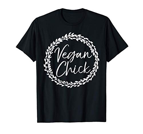 Cute Vegan Gift for Women Girl's Floral Design Vegan Chick Camiseta