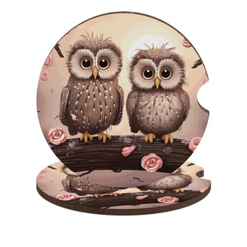 Coasters para portavasos carro diseño búhos 2 pack miniatura 1