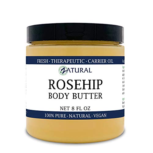 Zatural Organic Seed ROSEHIP BUTTER w/ Virgin Shea (8 oz)- Pure Vitamin C for the Face, Hair & Body | Soothe, Heal | Safe for all ages (8 oz)