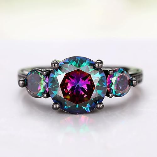 Fashion Multi-colored CZ Ring Charming Female Black Band Jewelry for Engagement3