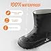 Tmore Womens Rain Boots Waterproof Rubber Boots Fashion Mid Calf Garden Shoes Slip on Rainboots with Comfort Insoles Lightweight Outdoor Work Boots (1-Black,40)