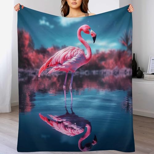 Couverture en flannel haut de gamme impression 3D flamant - 2